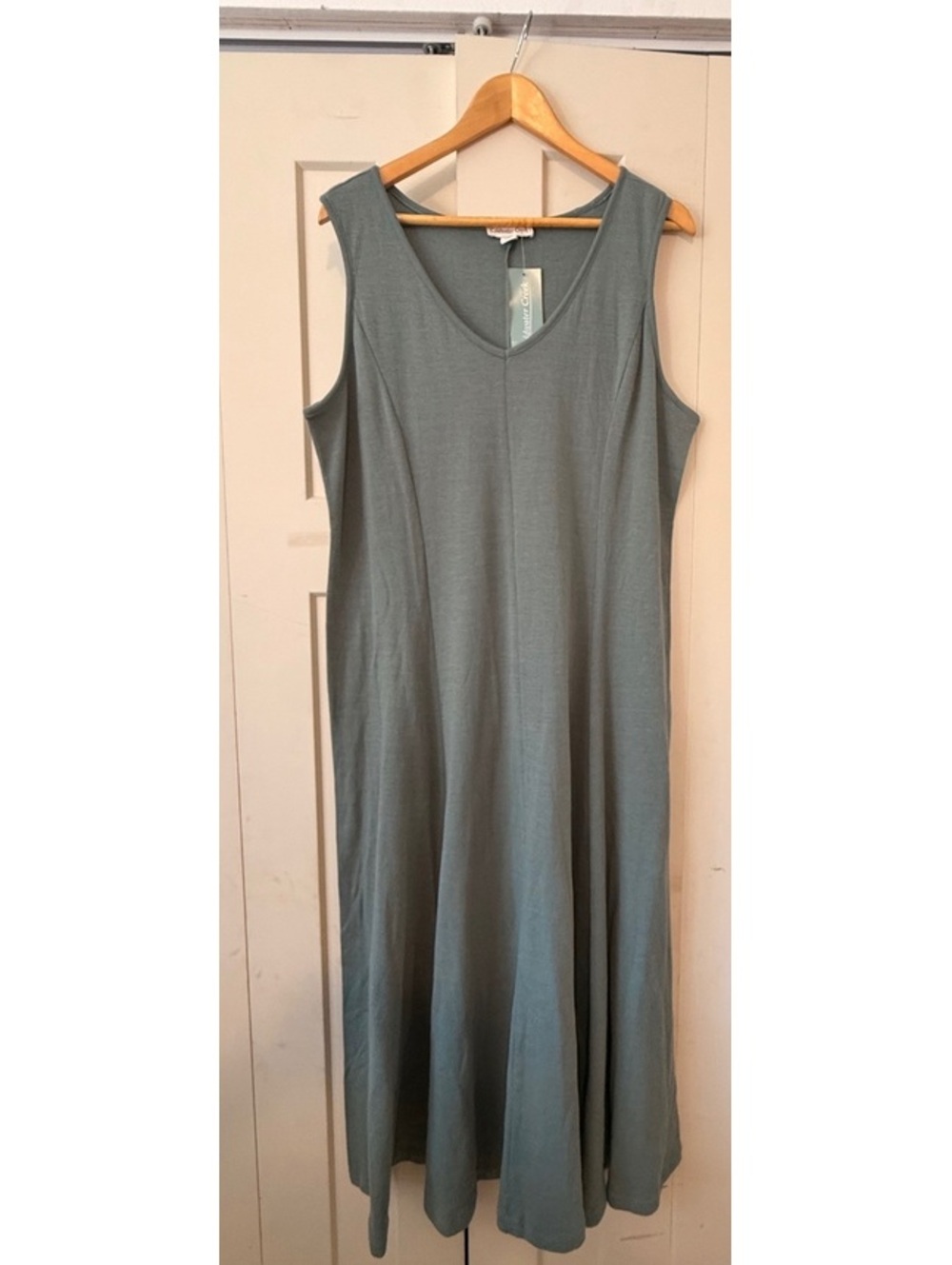 NEW* Coldwater Creek sage green sleeveless knit cotton maxi dress Petites XL PXL